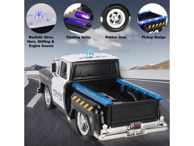 Liberty Imports RC Remote Control Police Pickup Truck Toy Vehicle with Lights and Sirens 1:16 Rechargeable Radio Control Cop Car for Kids