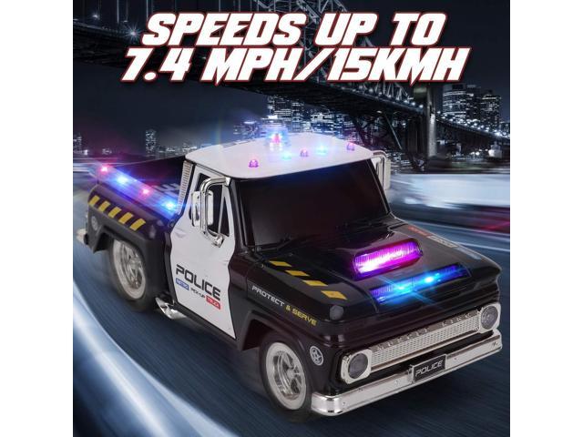 Liberty Imports RC Remote Control Police Pickup Truck Toy Vehicle with Lights and Sirens 1:16 Rechargeable Radio Control Cop Car for Kids