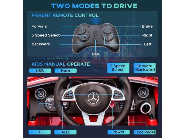 Aosom Mercedes SLC 300 Licensed Kids Electric Car with Remote Control, 12V Battery Powered Kids Ride on Car with Music, Lights, Suspension for 3-6...
