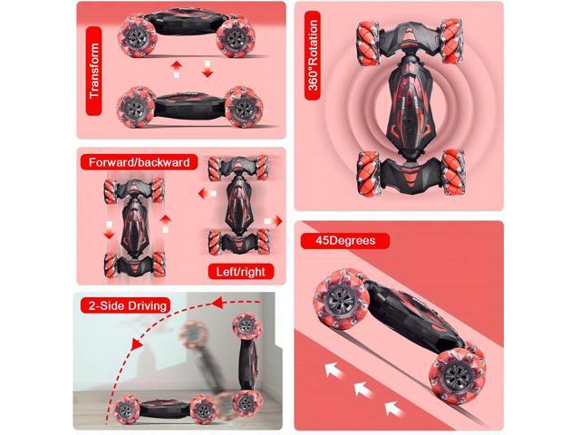 Remote Control Gesture Sensor Car,Hand Controlled RC Stunt Car,Double-Sided Vehicle 360° Rotation with Light and Music, Toy Cars for 6 7 8 9 10 11...