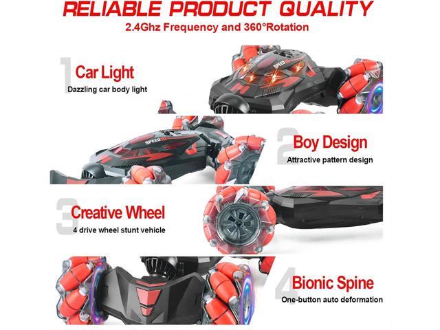Remote Control Gesture Sensor Car,Hand Controlled RC Stunt Car,Double-Sided Vehicle 360° Rotation with Light and Music, Toy Cars for 6 7 8 9 10 11...