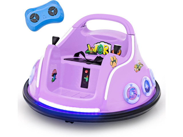 HONEY JOY 12V Toddler Bumper Car, Battery Powered Baby Ride on Bumper Car, Dual Joysticks, Flashing LED Light & Music, Electric Vehicle Ride on...