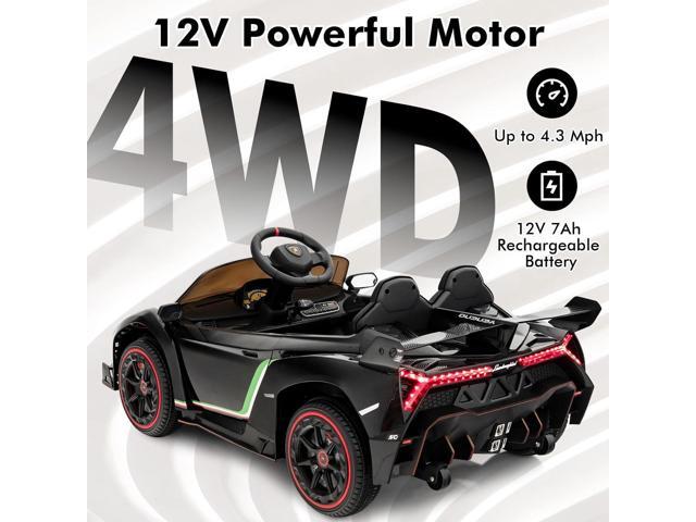 INFANS 2 Seater Kids Ride on Car, 12V 4WD Licensed Lamborghini Veneno Powered Electric Vehicle with Hydraulic Doors, Rocking Mode, Adjustable...