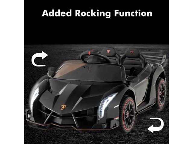 INFANS 2 Seater Kids Ride on Car, 12V 4WD Licensed Lamborghini Veneno Powered Electric Vehicle with Hydraulic Doors, Rocking Mode, Adjustable...
