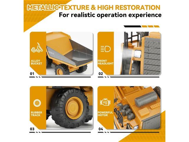 Remote Control Dump Truck, RC Construction Vehicle for Kids with 9 Channel Metal Bed Light Sound & Rechargeable Battery, Electric Transport Garbage...