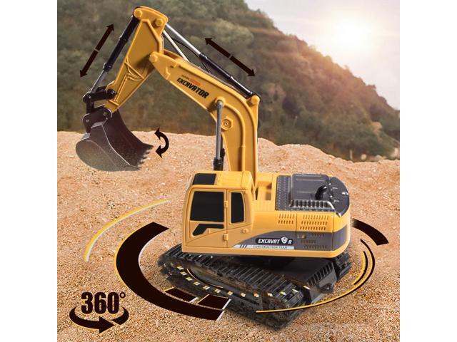 Construction Excavator Toy - Kids Toy Engineering Digger Truck, Remote Control Rechargable Hydraulic Car for 3 4 6 7 8 Year Old Boys Girls,...