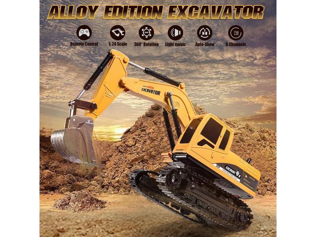Construction Excavator Toy - Kids Toy Engineering Digger Truck, Remote Control Rechargable Hydraulic Car for 3 4 6 7 8 Year Old Boys Girls,...