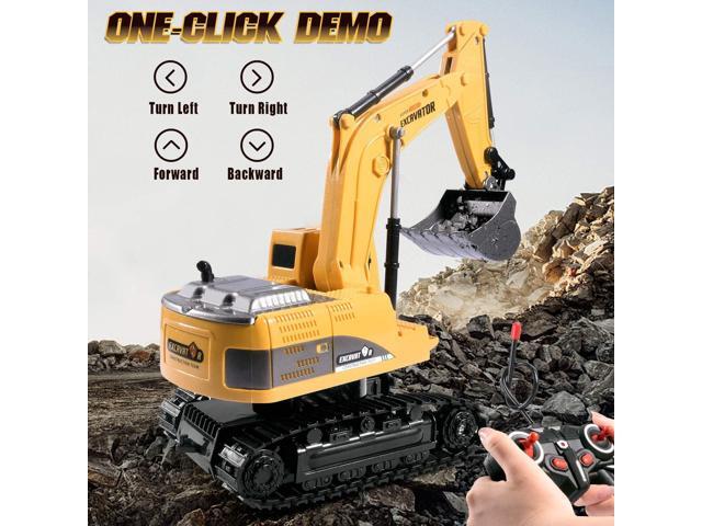 Construction Excavator Toy - Kids Toy Engineering Digger Truck, Remote Control Rechargable Hydraulic Car for 3 4 6 7 8 Year Old Boys Girls,...