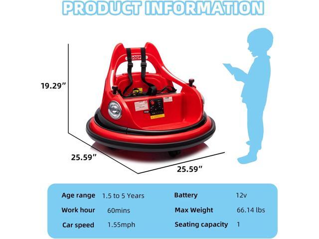 12V Bumper Car for Kids, Bumper Car for Toddlers W/Remote Control, Electric Ride On Car with LED Lights & 360 Degree Spin, Bluetooth,...