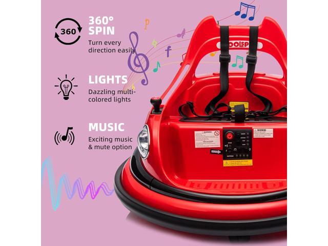 12V Bumper Car for Kids, Bumper Car for Toddlers W/Remote Control, Electric Ride On Car with LED Lights & 360 Degree Spin, Bluetooth,...