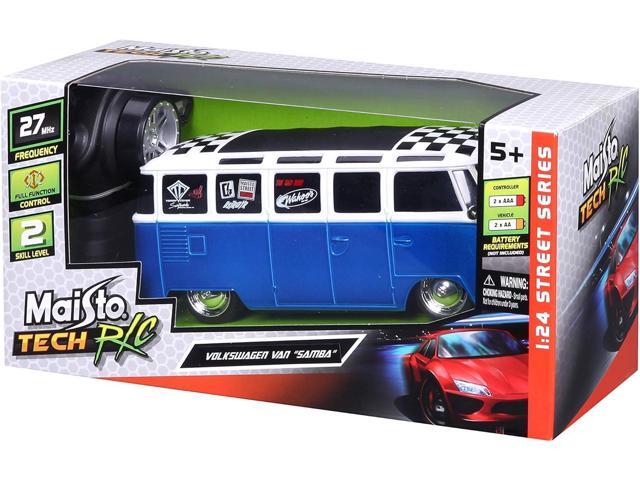 Maisto 1:24 RC VW Van Samba 2.4GHZ Remote Control Vehicle, White/Blue (81529-00000009)