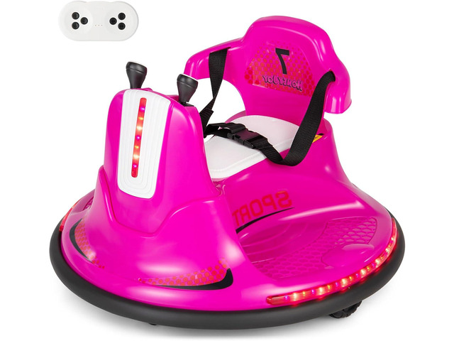 HONEY JOY 12V Bumper Car for Toddlers 1-3, Baby Ride on Bumper Car w/Dual Joysticks, Flashing LED Light & 360 Degree Spin, Electric Vehicle for...