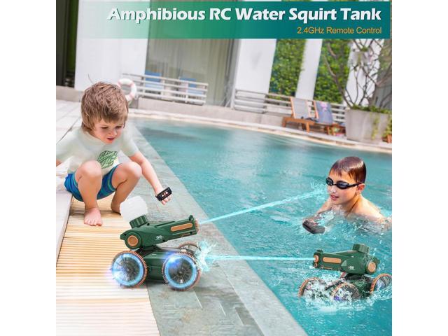 Toys for Kids 6-12 Remote Control Car Boat Gifts for Boys 5-7 8 9 10 11 Year Old Amphibious RC Gesture Stunt Water Squirt Tank with Lights &...