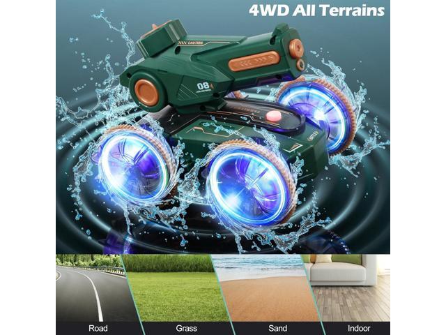 Toys for Kids 6-12 Remote Control Car Boat Gifts for Boys 5-7 8 9 10 11 Year Old Amphibious RC Gesture Stunt Water Squirt Tank with Lights &...