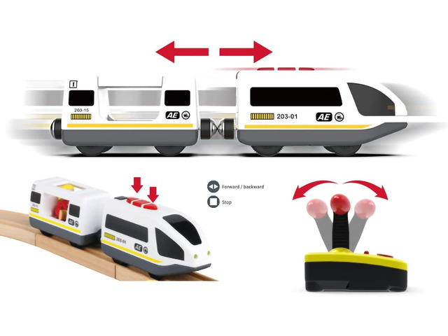 Wooden Train Set Accessories Battery Operated Locomotive Train, Remote Control Train Vehicles for Wood Tracks, Powerful Engine Train Cars Fits All...