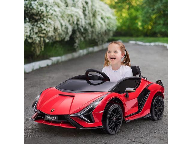 Aosom 12V Ride on Car, Lamborghini SIAN Licensed Battery Powered Electric Car for Kids with Remote Control, Horn, Music, & Headlights, Red