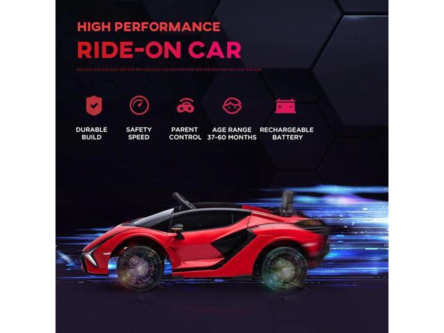 Aosom 12V Ride on Car, Lamborghini SIAN Licensed Battery Powered Electric Car for Kids with Remote Control, Horn, Music, & Headlights, Red