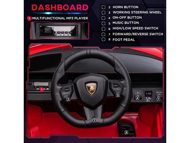 Aosom 12V Ride on Car, Lamborghini SIAN Licensed Battery Powered Electric Car for Kids with Remote Control, Horn, Music, & Headlights, Red