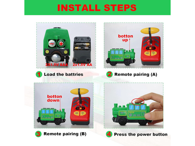 Battery Operated Locomotive Train Set for Wooden Train Tracks,Powerful Engine Train Vehicles Train Electric Remote Control Cars with Light & Sound...