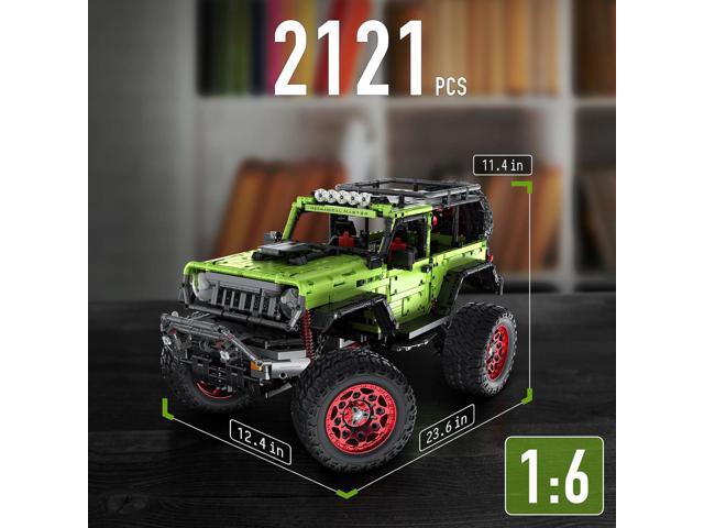 Remote Control Jeep Wrange 4x4 Building Kits, 1:6 Technique Motorized Off Road Pickup Set - with 4 Black Motors, All Terrain Design - STEM...