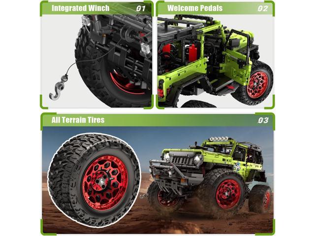 Remote Control Jeep Wrange 4x4 Building Kits, 1:6 Technique Motorized Off Road Pickup Set - with 4 Black Motors, All Terrain Design - STEM...