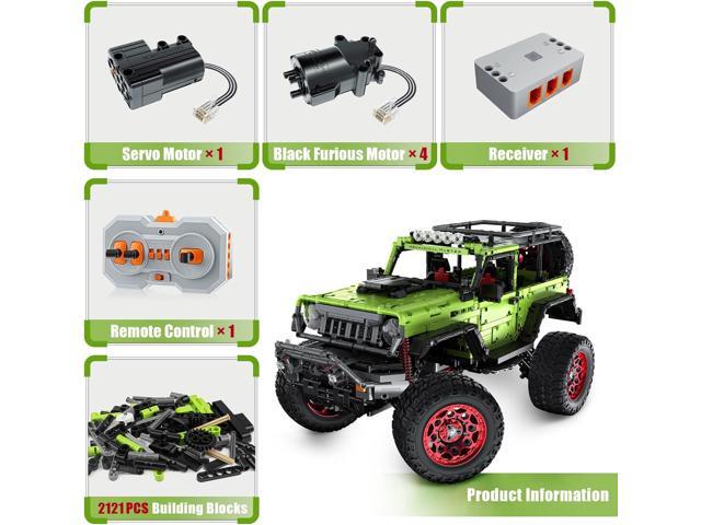 Remote Control Jeep Wrange 4x4 Building Kits, 1:6 Technique Motorized Off Road Pickup Set - with 4 Black Motors, All Terrain Design - STEM...