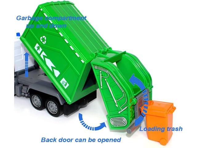 2.4G RC Garbage Truck Toy with Lights - 6 Channel Remote Control Waste Management Garbage Truck with 2 Rechargeable Batteries, Kids Recycling Trash...