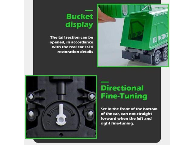 2.4G RC Garbage Truck Toy with Lights - 6 Channel Remote Control Waste Management Garbage Truck with 2 Rechargeable Batteries, Kids Recycling Trash...