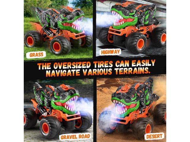 TEMI Remote Control T-rex Truck for Kids 3-5 Years, 1:24 Scale Monster Truck with Roar, Light and Mist Spray, High Speed Off Road Dinosaur Truck...