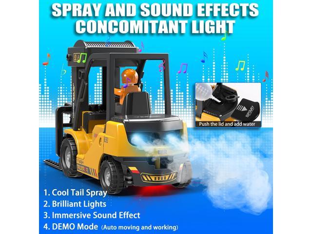 RC Forklift Truck, 2 in 1 Transform Lift Fork & Hook, Kids Forklift Toy, 11 Channel Remote Control Forklift for Adults, 2 Battery, Spray, Light, RC...