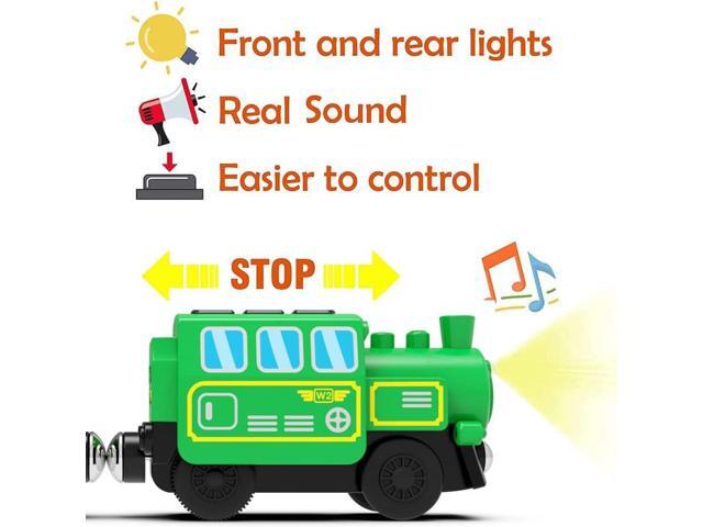 Motorized Train for Wooden Track, Battery Operated Locomotive Train, Remote Control Train for Track Set, Powerful Engine Train Vehicles Fit All...