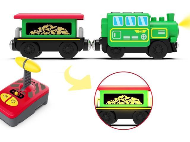 Motorized Train for Wooden Track, Battery Operated Locomotive Train, Remote Control Train for Track Set, Powerful Engine Train Vehicles Fit All...