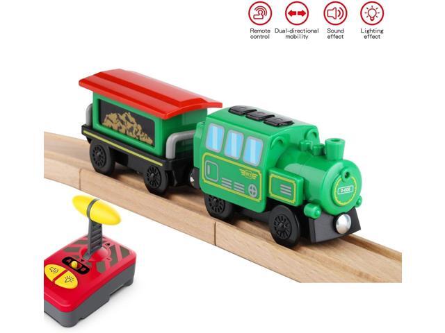 Motorized Train for Wooden Track, Battery Operated Locomotive Train, Remote Control Train for Track Set, Powerful Engine Train Vehicles Fit All...