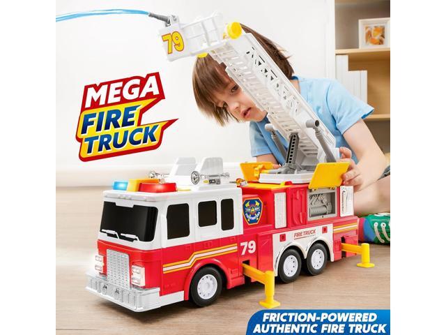 JOYIN Extra Large 33-inch Ladder Fire Truck Toy for Kids 3+ - Lights, Sirens, Hose, Pump