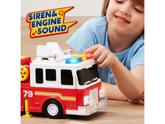 JOYIN Extra Large 33-inch Ladder Fire Truck Toy for Kids 3+ - Lights, Sirens, Hose, Pump