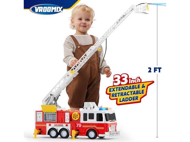 JOYIN Extra Large 33-inch Ladder Fire Truck Toy for Kids 3+ - Lights, Sirens, Hose, Pump