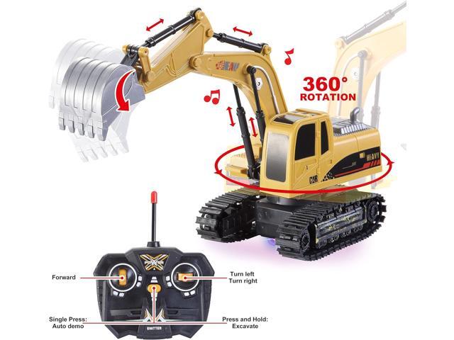 JOYIN 2 PCS Remote Control Construction Vehicle Toy Set, Friction-Powered RC Excavator & RC Dump Truck with Lights and Sounds for Imaginative Play,...