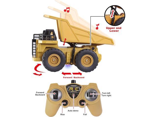 JOYIN 2 PCS Remote Control Construction Vehicle Toy Set, Friction-Powered RC Excavator & RC Dump Truck with Lights and Sounds for Imaginative Play,...