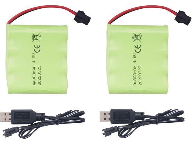 sea jump Accessories 2PCS AA 4.8V 800mAh Rechargeable RC Toy Car Battery SM2P Plug RC Truck Stunt Car Excavator Toy Car Battery and USB Charging Cable