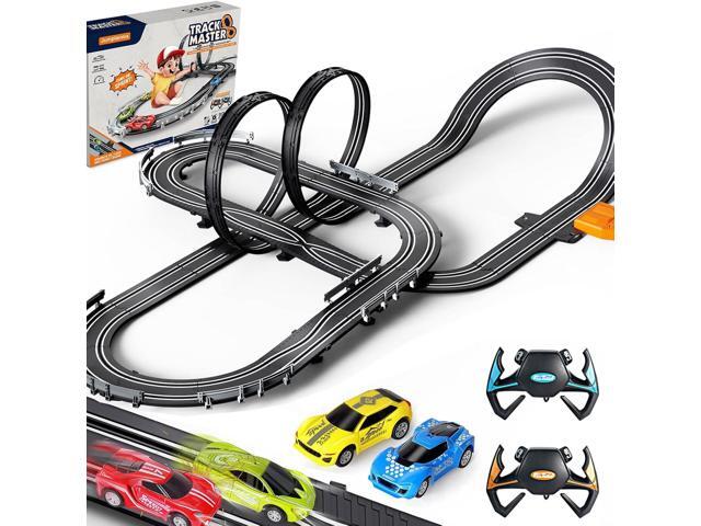 Slot Car Race Track Sets for Boys Kids,Battery or Electric Race Car Track with 4 High-Speed Slot Cars and 2 Hand Controllers,Dual Racing Game Lap...