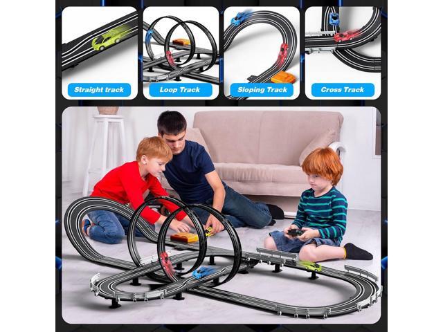 Slot Car Race Track Sets for Boys Kids,Battery or Electric Race Car Track with 4 High-Speed Slot Cars and 2 Hand Controllers,Dual Racing Game Lap...