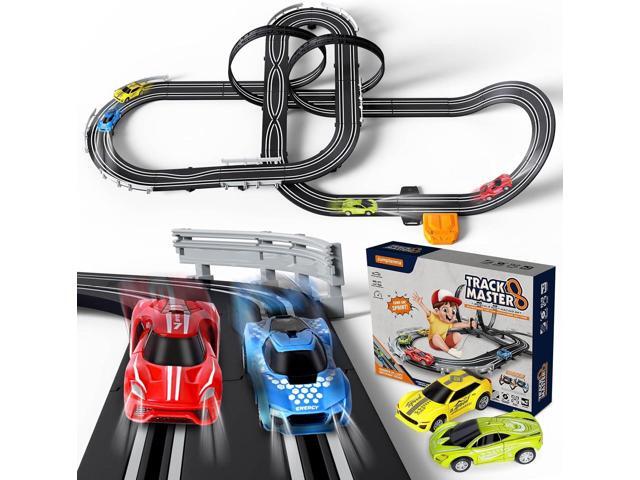 Slot Car Race Track Sets for Boys Kids,Battery or Electric Race Car Track with 4 High-Speed Slot Cars and 2 Hand Controllers,Dual Racing Game Lap...