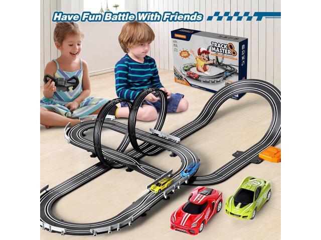 Slot Car Race Track Sets for Boys Kids,Battery or Electric Race Car Track with 4 High-Speed Slot Cars and 2 Hand Controllers,Dual Racing Game Lap...