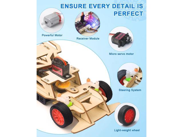 Poraxy STEM Kits for Kids Age 8-10-12, Building Remote Control Model Car, Wooden 3D Puzzles, Toys for Ages 8-13, Science Educational Projects...