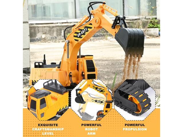 DOUBLE E Remote Control Excavator Toy 2 Batteries RC Excavators Sandbox Digger Hydraulic Construction Toys Vehicles Birthday Gift for Boys Kids...