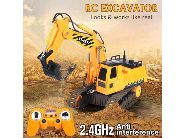 DOUBLE E Remote Control Excavator Toy 2 Batteries RC Excavators Sandbox Digger Hydraulic Construction Toys Vehicles Birthday Gift for Boys Kids...