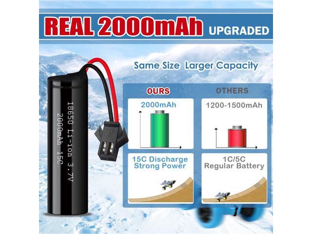 3.7V 2000mah Li-ion Battery 2Pack with 2 USB Chargers SM-2P Plug 15C RC Recgargeble Battery Compatible with DE45 DE42 Remote Control Cars