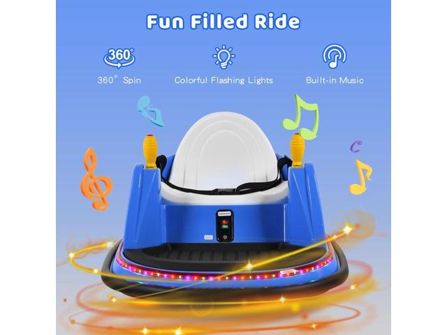 HONEY JOY 12V Toddler Bumper Car, Battery Powered Baby Ride on Bumper Car, Dual Joysticks, Flashing LED Light & 360 Degree Spin, Electric Vehicle...