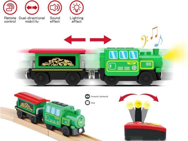 Wooden Train Accessories Battery Operated Locomotive Train, Remote Control Train for Track Set, Powerful Engine Train Vehicles Fit All Major Brands...