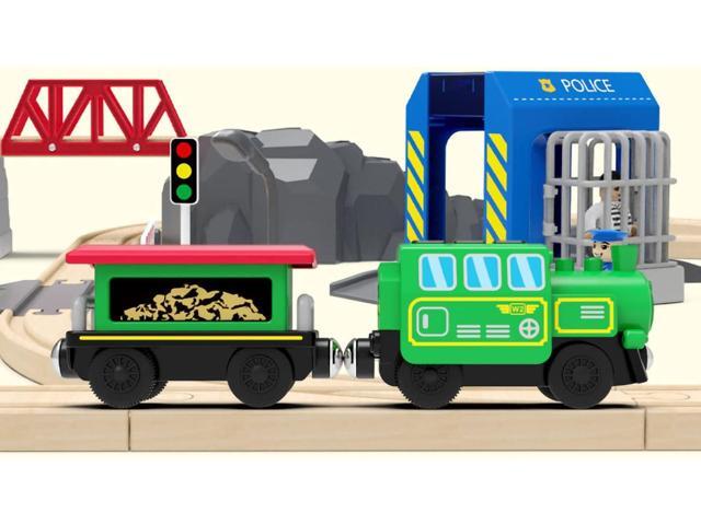 Wooden Train Accessories Battery Operated Locomotive Train, Remote Control Train for Track Set, Powerful Engine Train Vehicles Fit All Major Brands...